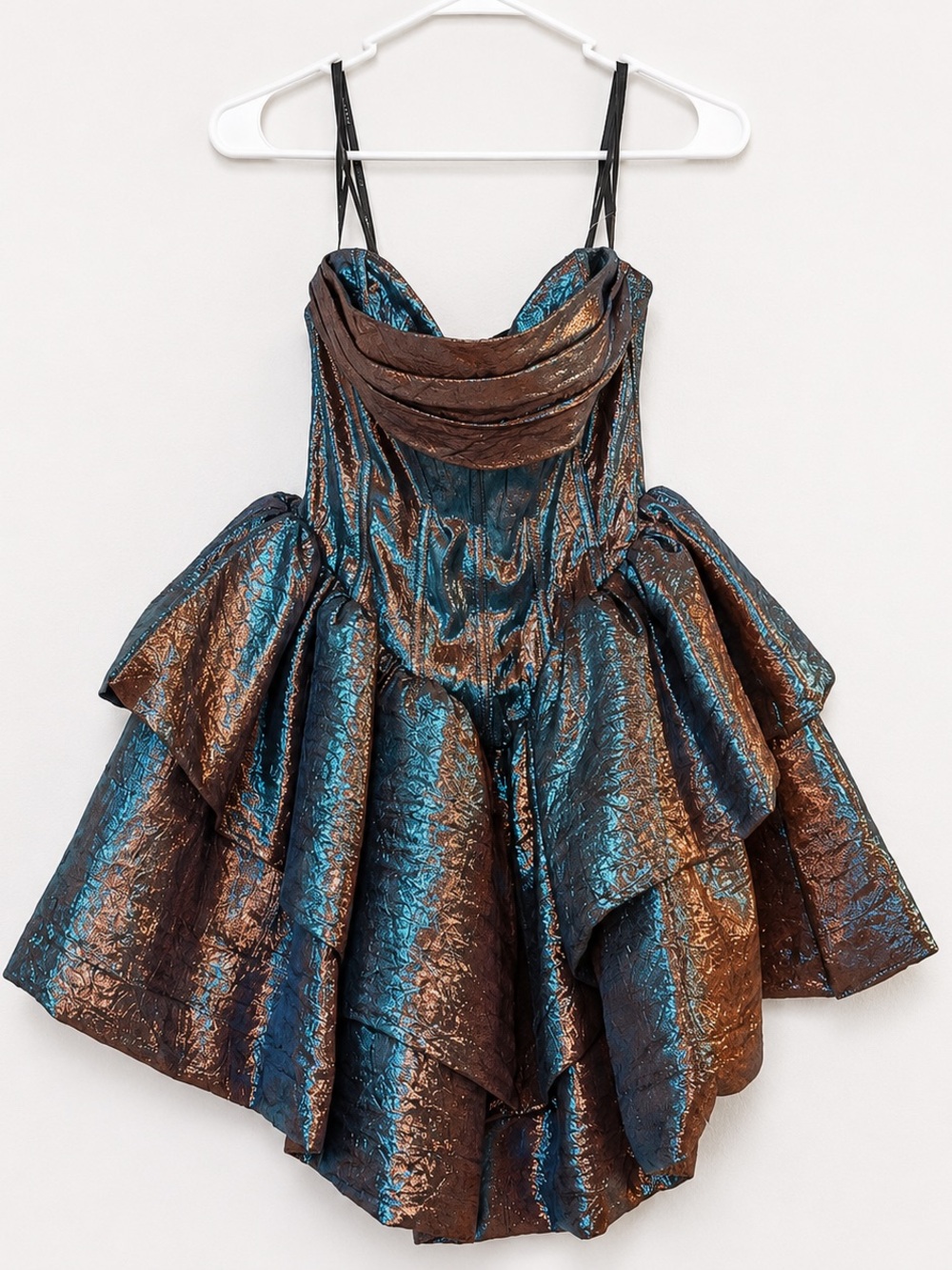 Jovani 45747 Bronze Blue Teal Metallic Homecoming Dress Size 4